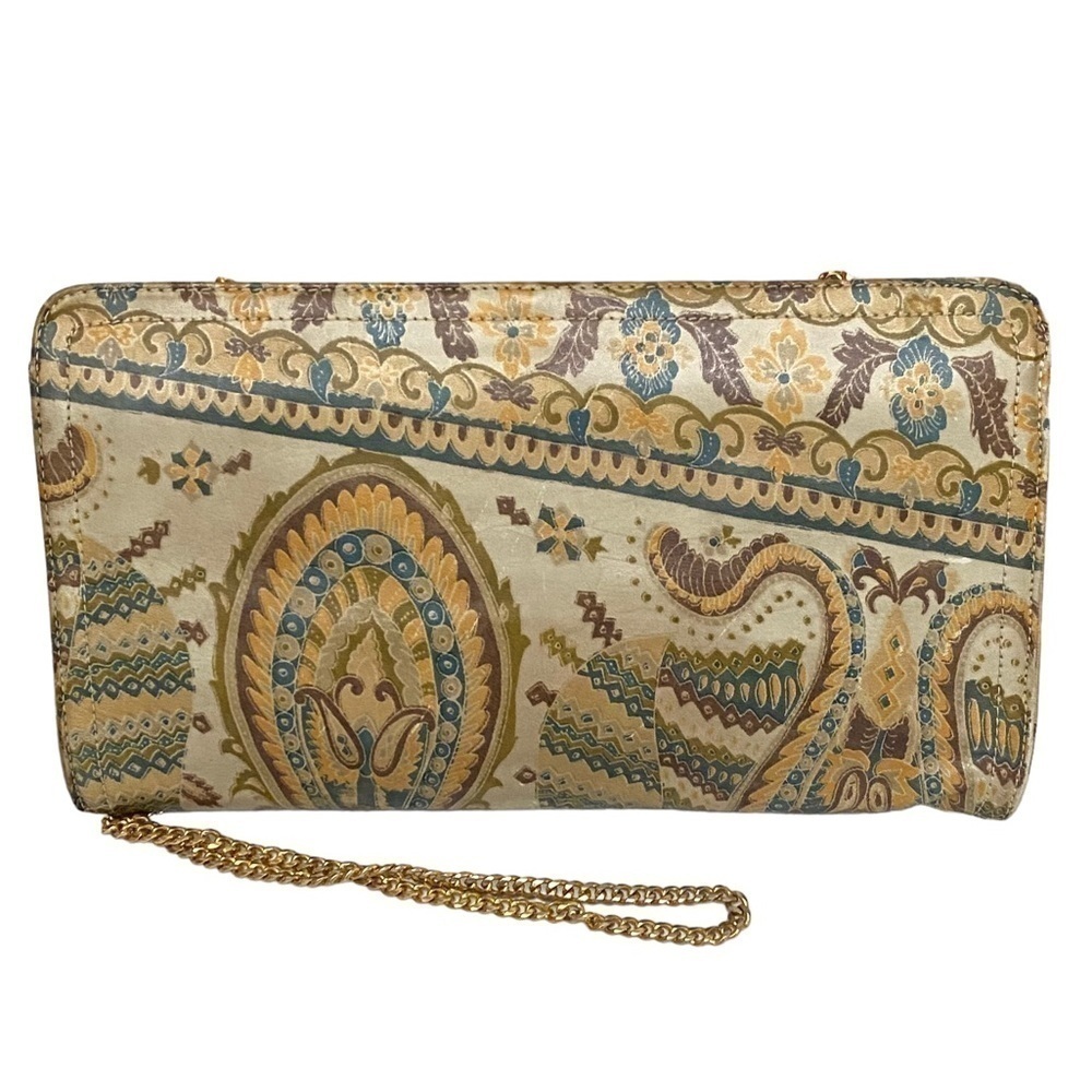 Vintage Morris Moskowitz Clutch Shoulder Bag Printed Leather Paisley Design MM
